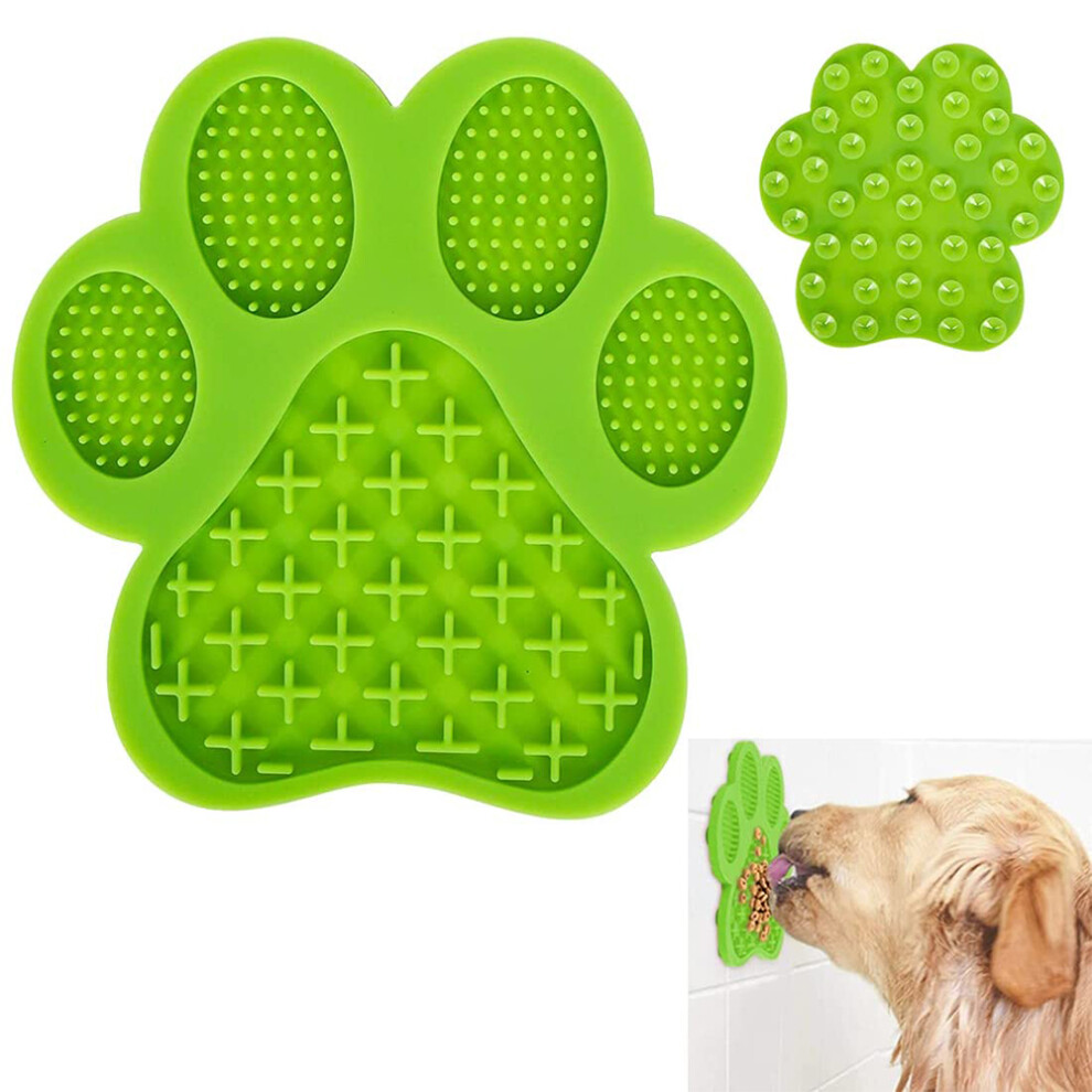 Lick Mat For Dogs & Cats,Slow Treater Mat With Suction Cups For Pet-Green