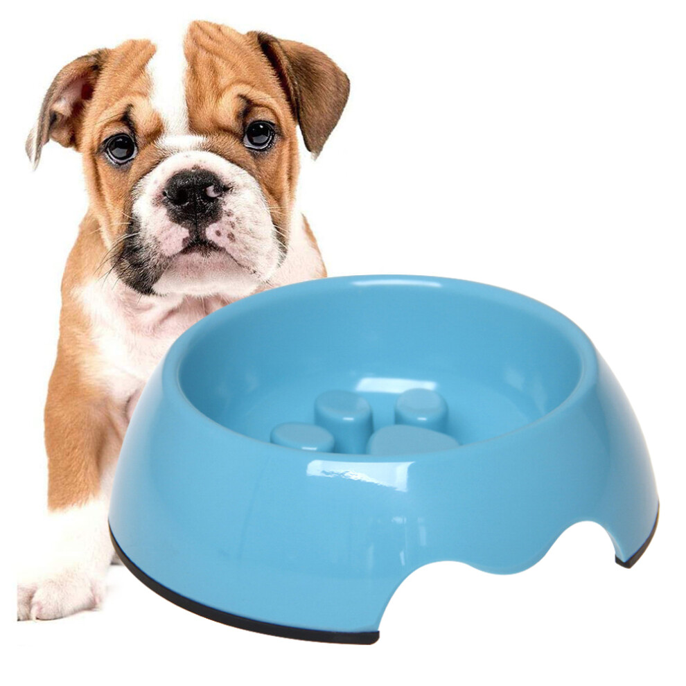 Slow Feeder Dog Bowl, Anti-Gulping Slow Eating Bowl,Food Water Bowl-Blue