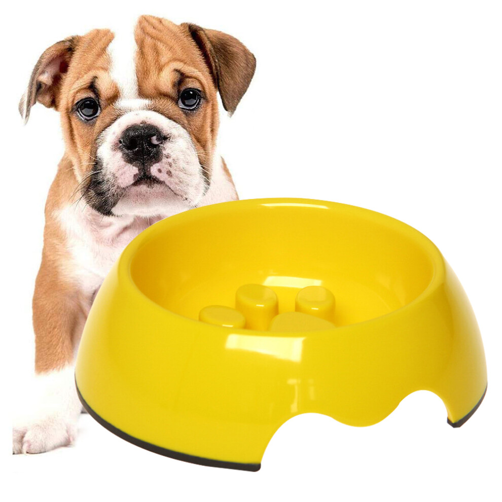 Slow Feeder Dog Bowl, Anti-Gulping Slow Eating Bowl,Food Water Bowl-Yellow