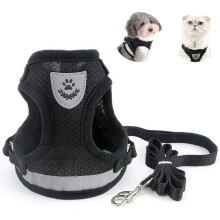 Adult Cat Harness Collars Harnesses And Leashes For Chihuahua Cats Kitten Harness With Anti-Lost Address Pendant And Cat Bells M