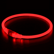 USB Rechargeable LED Dog Collar – Glows in the Dark with 3 Light Modes (Blinking/Slow/Steady), Lightweight TPU/ABS Safety Collar