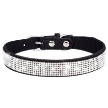 Bling Rhinestone Leather Collar - With Crystals For Dogs And Kittens