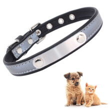 Soft Leather, Dog Collar With Individual Identification Tag-Blackxs
