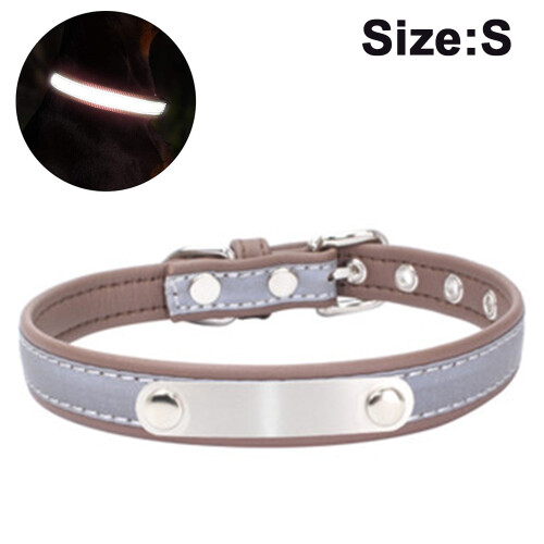 Soft Leather, Dog Collar With Individual Identification Tag-Browns 1