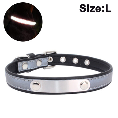 Soft Leather, Dog Collar With Individual Identification Tag-Blackl 1