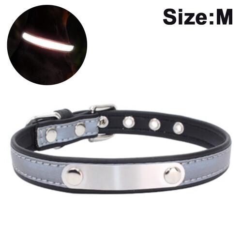 Soft Leather, Dog Collar With Individual Identification Tag-Blackm 1