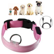 Led Dog Collar, Luminous Dog Collar, Rechargeable And Adjustable-Pinkl