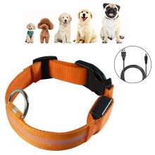 Led Dog Collar, Luminous Dog Collar, Rechargeable And Adjustable-Orangel