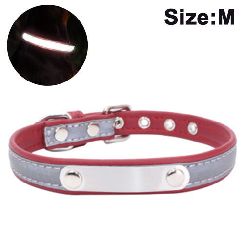 Soft Leather, Dog Collar With Individual Identification Tag-Redm 1