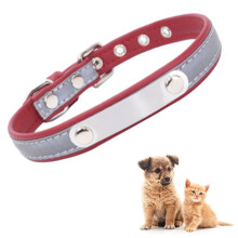 Soft Leather, Dog Collar With Individual Identification Tag-Redm
