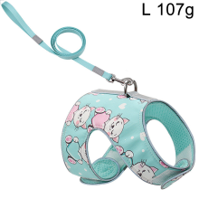 Kitten Harness And Leash,Adjustable Kitten Walking Jackets Kitten Vest-Fruit Green Love Catl Insertion Buckle