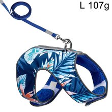 Kitten Harness And Leash,Adjustable Kitten Walking Jackets Kitten Vest-Dark Blue Banana Leafl Insertion Buckle
