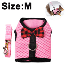 Guinea Pig Harness And Leash Soft Mesh Small Pet Harness With Bowknot-Pinkm