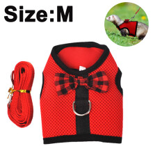 Guinea Pig Harness And Leash Soft Mesh Small Pet Harness With Bowknot-Redm