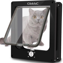 Cat Door Waterproof Pet Door With 4-Way Rotating Lock Upgraded Version (Xl Black)