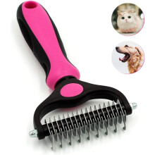 Pet Grooming Tool- 2 Sided Undercoat Rake For Dogs &Cats-Safe And Effective Dematting Comb