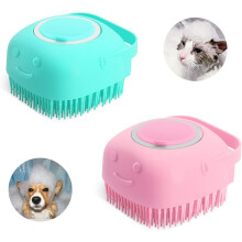 Rubber Dog Bath Brush 2 Pack - Silicone Massage Brush With Shampoo Dispenser - Shampoo Brushes For Large & Medium Dogs