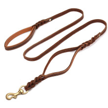 Heavy Duty Leather Dog Leash With 2 Handlespadded Traffic Handle For Extra Control6Ft Dog Training Walking Leashes