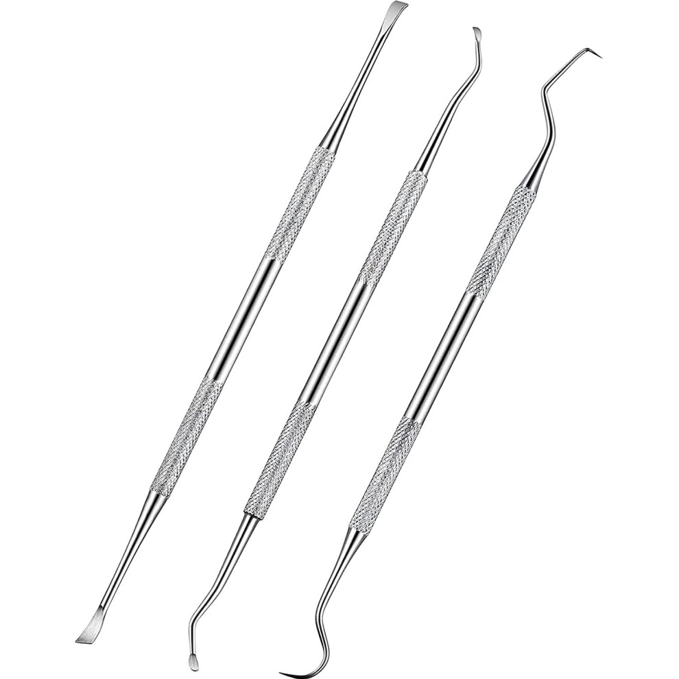 3Pcs Dog Teeth Cleaner And Scraper Stainless Steel Double Ended Tooth Grinder Scraper Pet Teeth Cleaning Tool (Silver)