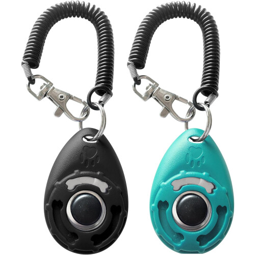 Pet Training Clicker With Wrist Strap - Dog Training Clicker (New Black + Blue)