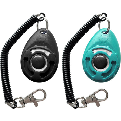 Pet Training Clicker With Wrist Strap - Dog Training Clicker (New Black + Blue) 2