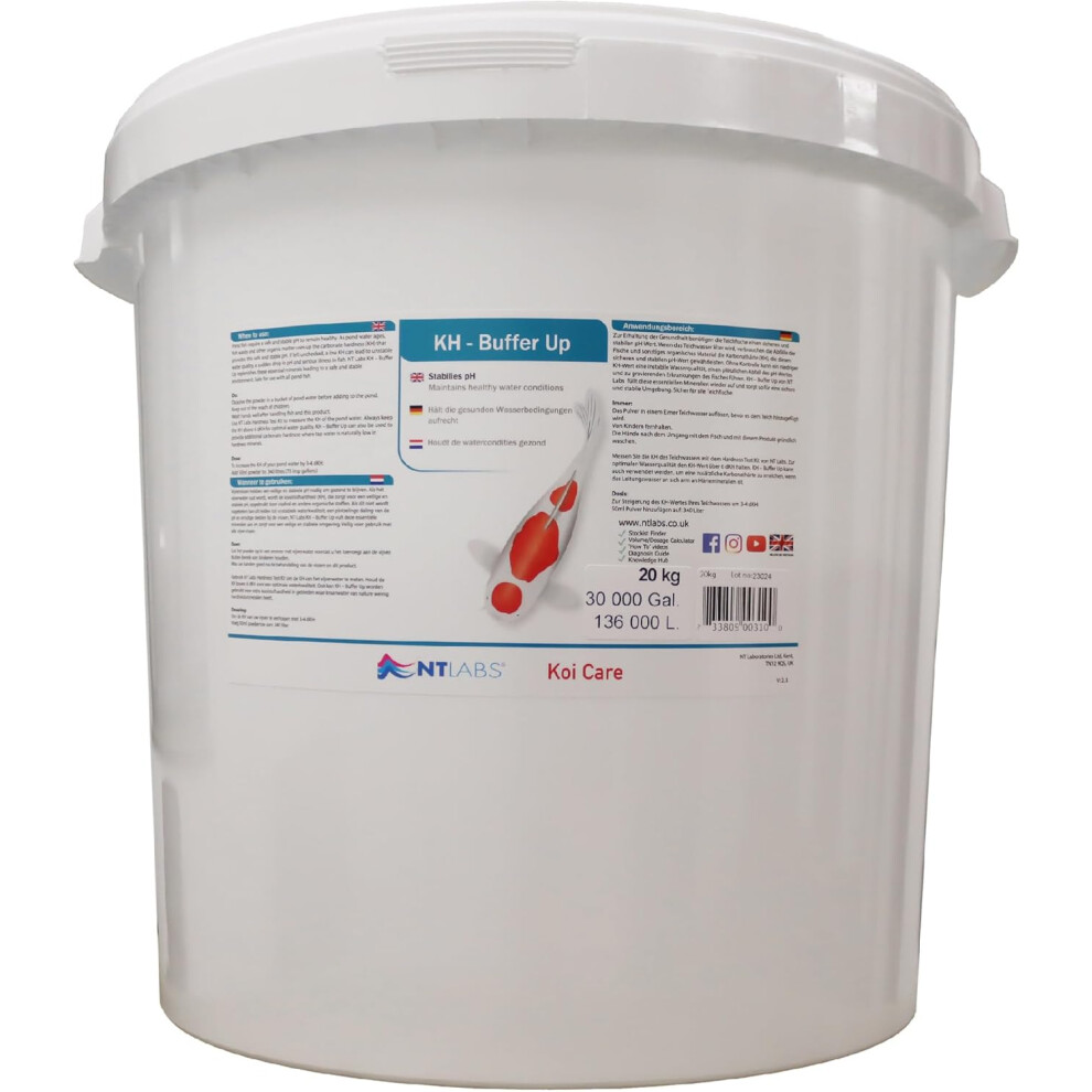 NT Labs Koi Care KH Buffer Up, Increases Carbonate Hardness of Pond Water 20Kg