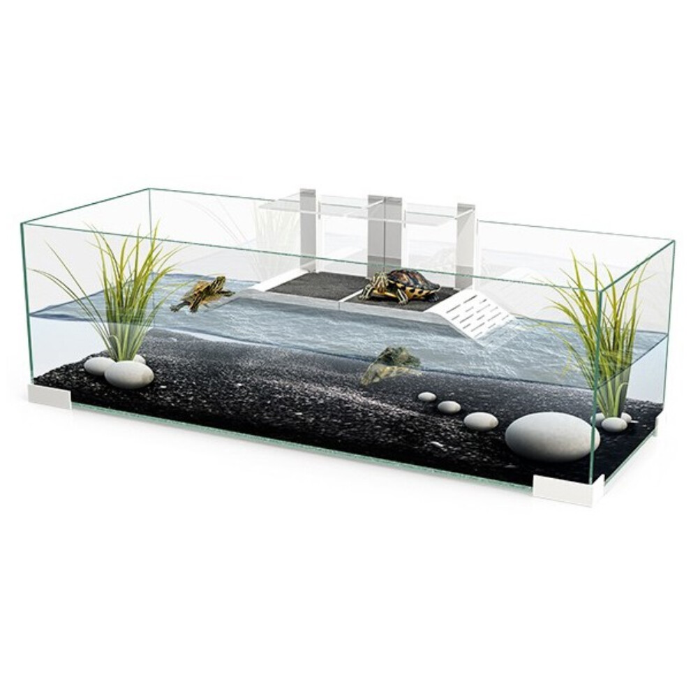 (Tartarium 80 - White) Ciano Tartariums 40 60 80 Turtle Tank Terrarium Aquarium Ramp Terrapin Stand