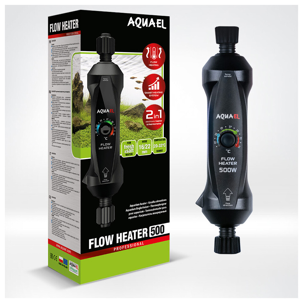 (500W) Aquael Flow Inline Heater External Filter Thermostat Aquarium Fish Tank