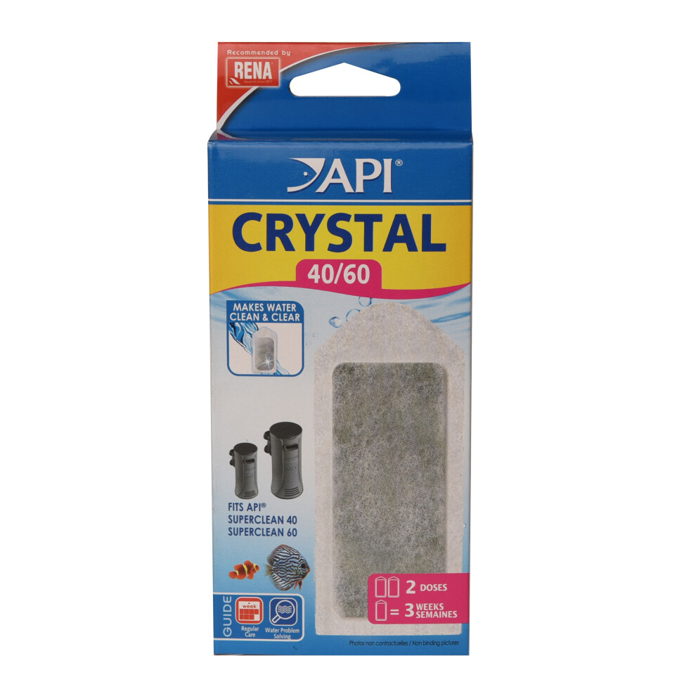 Api (Api Crystal 40/60 Media 2-Pack) Superclean Media Crystal Filter Foam Filtration For Rena Aquarium Fish Tank