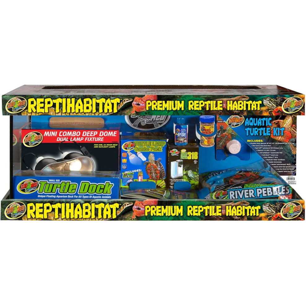 (Kit 20gal (76x30x30cm)) ZooMed Reptihabitat Turtle Complete Kit Aquatic Terrapin Kit 20gal