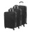(Black) 3 Pcs Suitcase Set ABS Hard Shell 4 Wheel Trolley 1