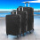 (Black) 3 Pcs Suitcase Set ABS Hard Shell 4 Wheel Trolley 4