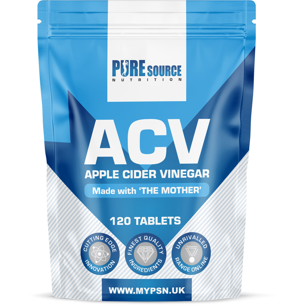 Pure Source Nutrition (120 Tablets) Apple Cider Vinegar Tablets 500Mg Uk Made