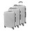 (Silver White) 3 Pcs Suitcase Set ABS Hard Shell 4 Wheel Trolley 3