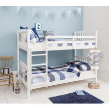 Noa & Nani Kids Solid Wood Bunk Bed with 2 Single Beds in White Brighton