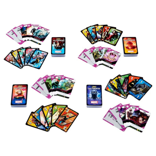 UNO Mattel Games UNO Ultimate Marvel Κάρτες με 4 Χαρακτήρες, 4 Συλλεκτικές Κάρτες & Κανόνες, 2-4 Παίκτες 2