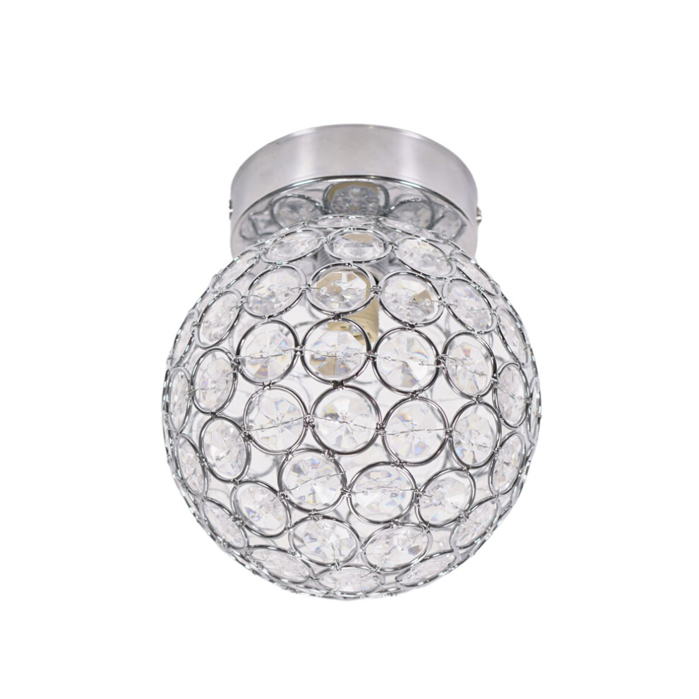 ValueLights Ella Chrome Sphere Globe Jewel Flush Ceiling Light