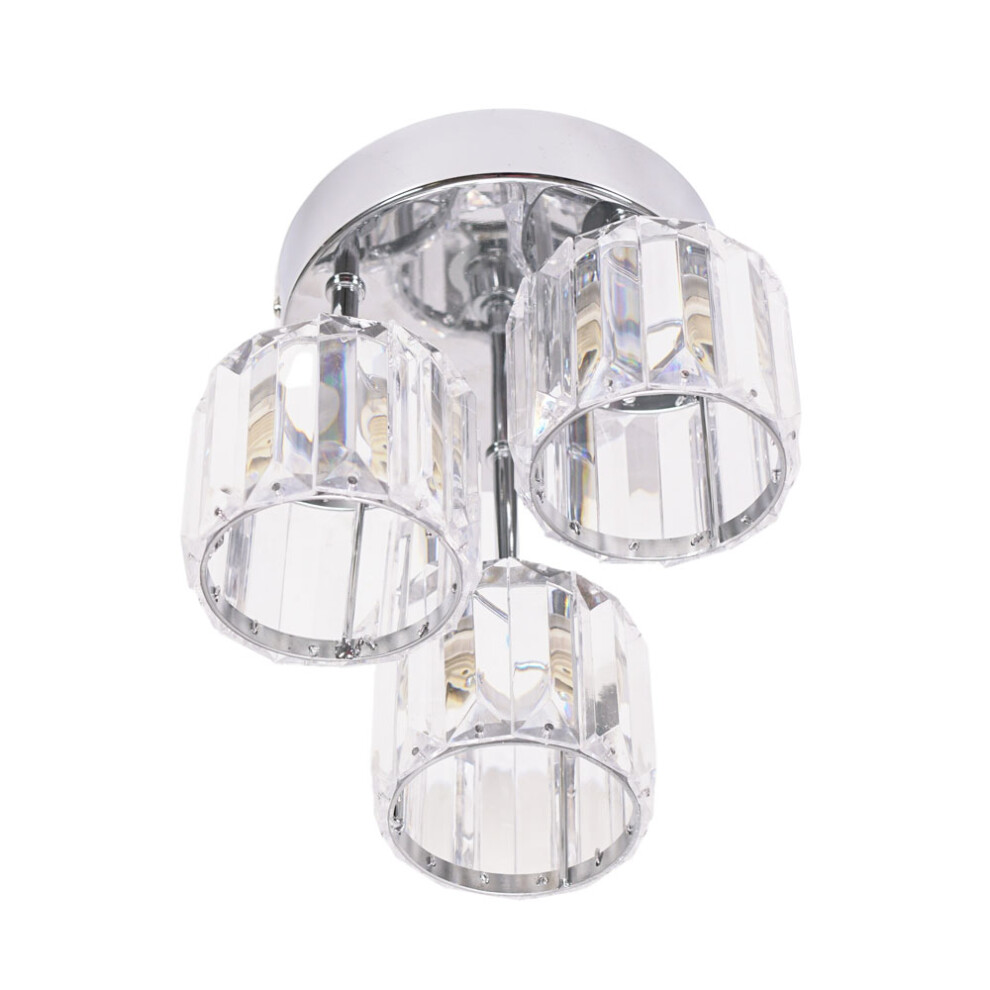 ValueLights Beth Chrome 3 Way Clear Glass Drop Ceiling Light