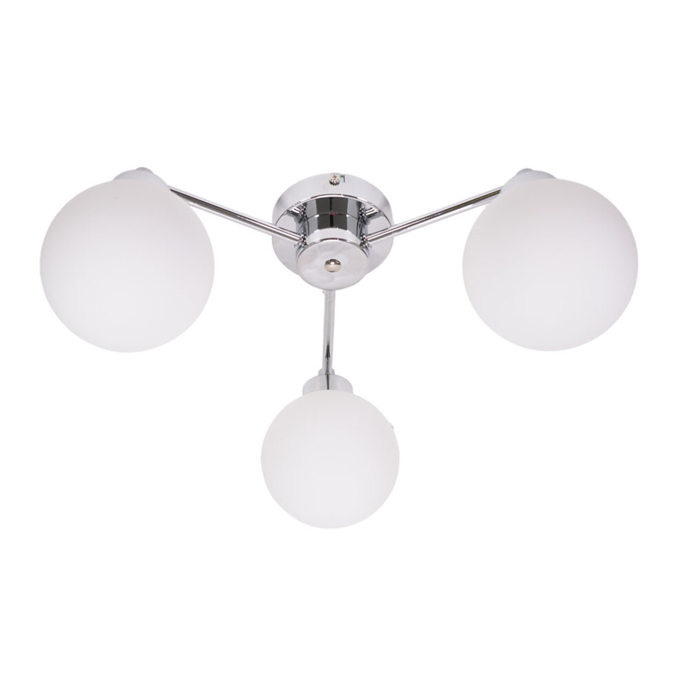 ValueLights Jonah Silver 3 Arm Globe Ball Shade Flush Ceiling Light