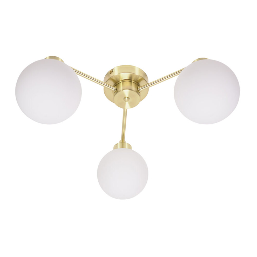 ValueLights Jonah Gold 3 Arm Globe Ball Shade Flush Ceiling Light