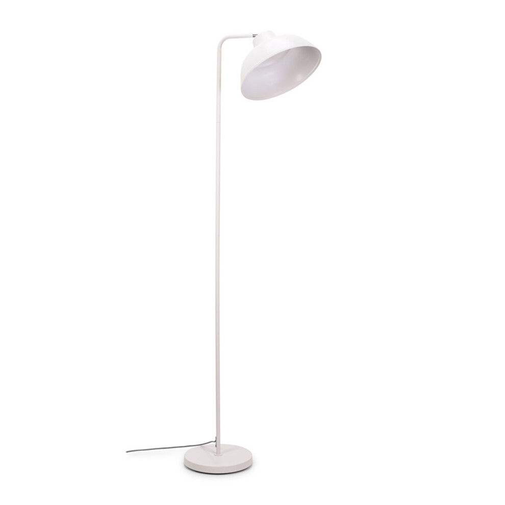 ValueLights Morris White Retro Dome Metal Floor Lamp with LED Bulb