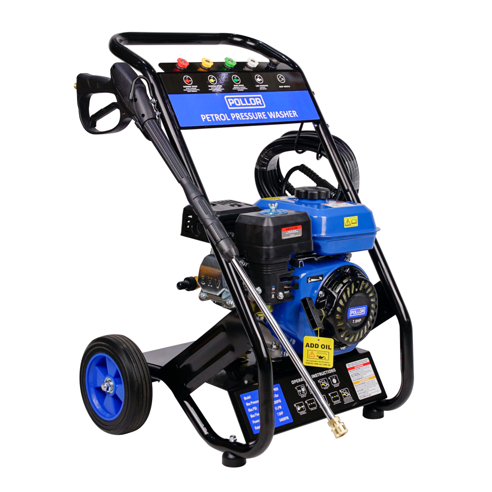 Petrol Pressure Washer 7HP 3200 PSI 5 Nozzles Jet Wash 221Bar