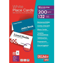 Decadry Place Cards 85x46mm Pack 132 White 200gsm - 6 per A4 sheet