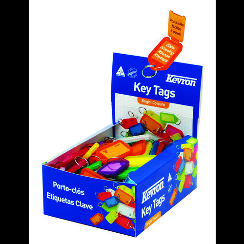 Kevron 56x30mm Keytags Assorted Colours Display Pack of 100