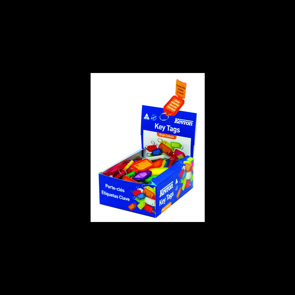 Kevron 56X30mm Keytags Assorted Colours Display Pack Of 100 9314221000369