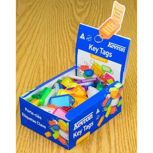 Kevron 56x30mm Keytags Assorted Colours Display Pack of 100 2
