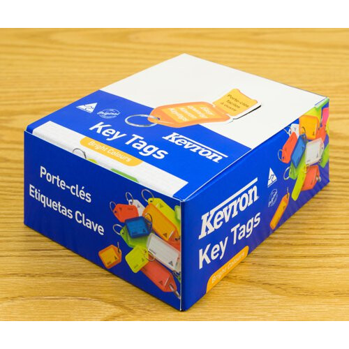 Kevron 56x30mm Keytags Assorted Colours Display Pack of 100 1