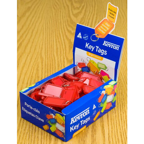 Kevron 56x30mm Keytags Red Display Pack of 100 1