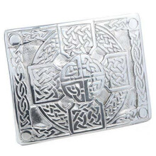 Polished Pewter Celtic Interlace Cross Knot Work Belt Kilt Buckle