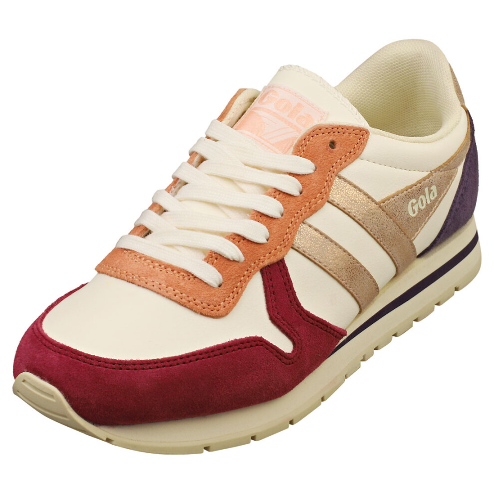 (6) Gola Daytona Quadrant Womens Fashion Trainers in Off White Cerise